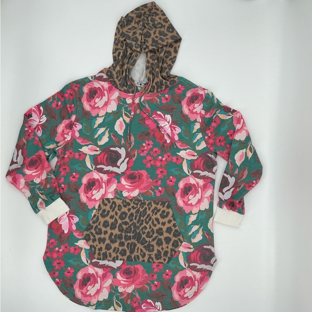 Crazy Train Ladies Leopard and Floral Comfy Hoodie